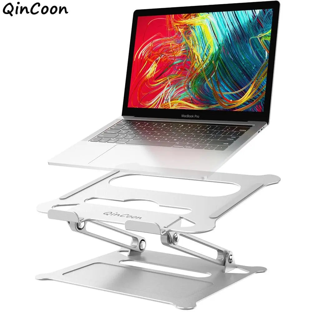 Adjustable Aluminum Laptop Stand Ergonomic Multi-Angle Desk Laptop Holder w/Heat-Vent for Notebook MacBook Dell HP More 10-17.3" (Silver) - GreatEagleInc