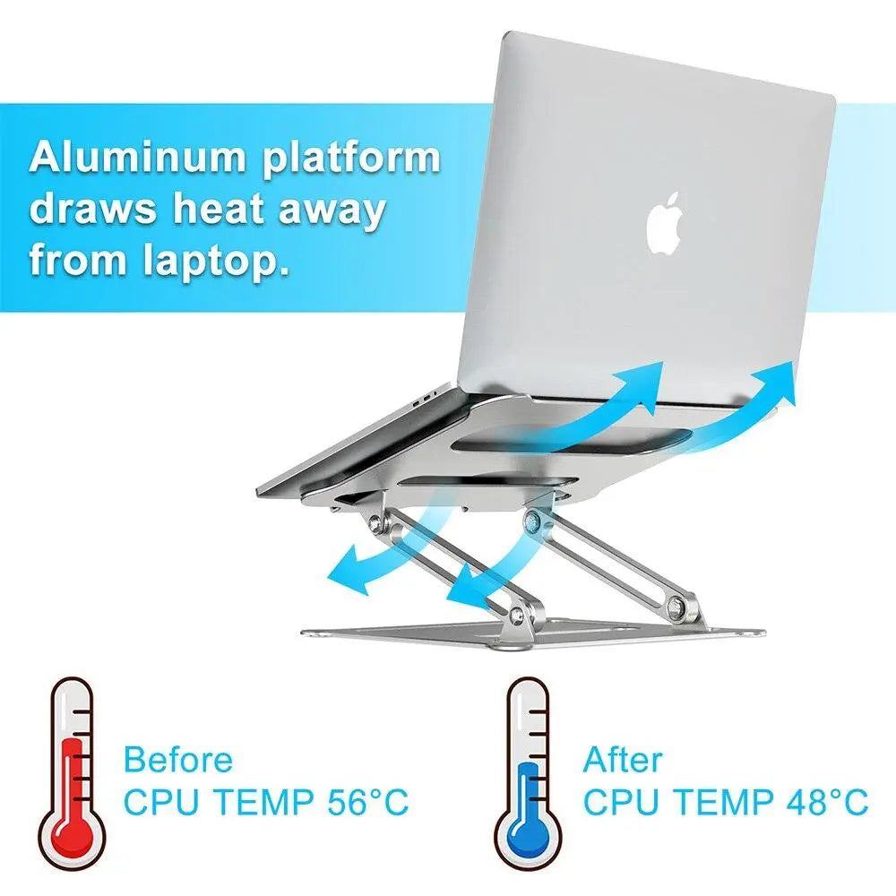 Adjustable Aluminum Laptop Stand Ergonomic Multi-Angle Desk Laptop Holder w/Heat-Vent for Notebook MacBook Dell HP More 10-17.3" (Silver) - GreatEagleInc