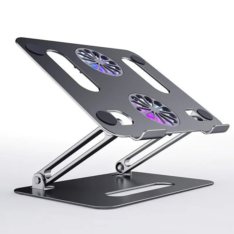 Adjustable Laptop Stand With Cooling Fans Base Support Laptop Table For Bed Folding Notebook Holder Stand Laptop Cooling Bracket Dark Grey
