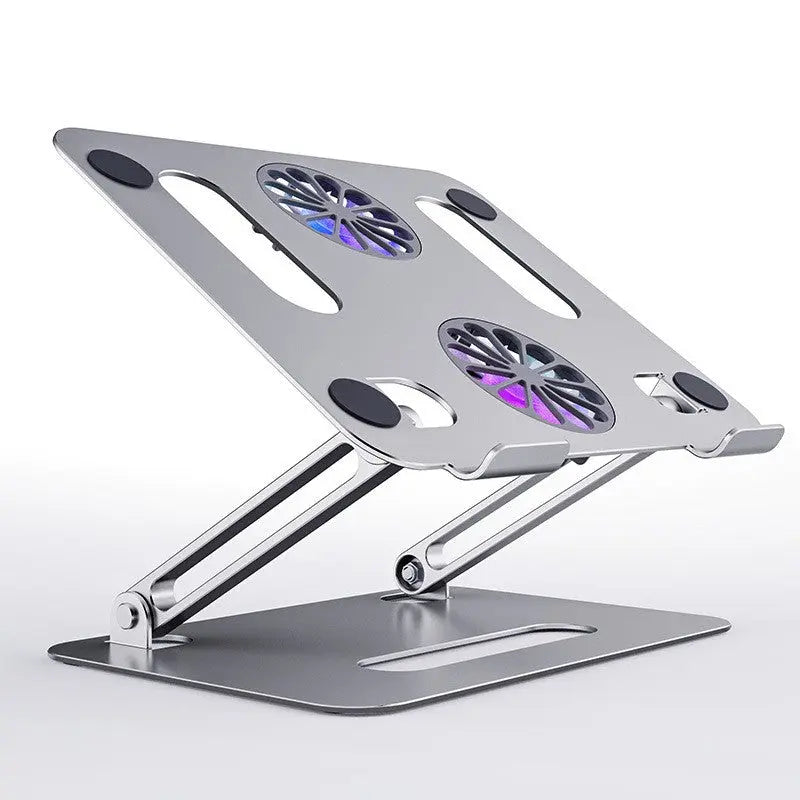 Adjustable Laptop Stand With Cooling Fans Base Support Laptop Table For Bed Folding Notebook Holder Stand Laptop Cooling Bracket Silver