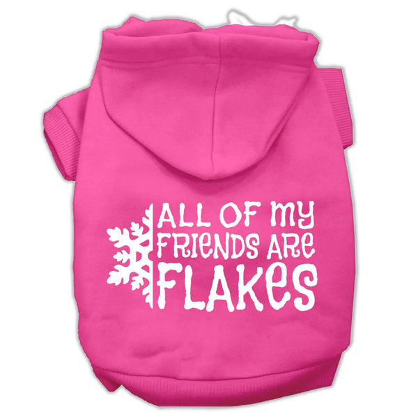 All My Friends Are Flakes Screen Print Pet Hoodies Bright Pink Size M Default Title
