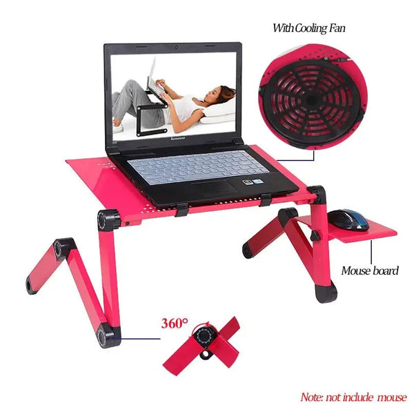 Aluminum Laptop Stand Portable Ergonomic Adjustable Folding Notebook PC Desk with Heat dissipation Fan For Laptop Bed Table