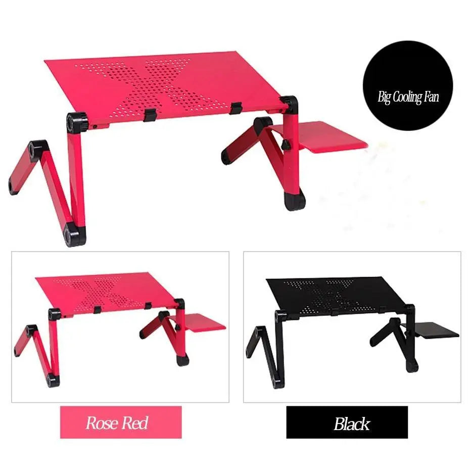 Aluminum Laptop Stand Portable Ergonomic Adjustable Folding Notebook PC Desk with Heat dissipation Fan For Laptop Bed Table - GreatEagleInc