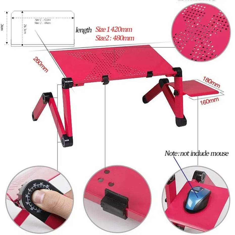 Aluminum Laptop Stand Portable Ergonomic Adjustable Folding Notebook PC Desk with Heat dissipation Fan For Laptop Bed Table