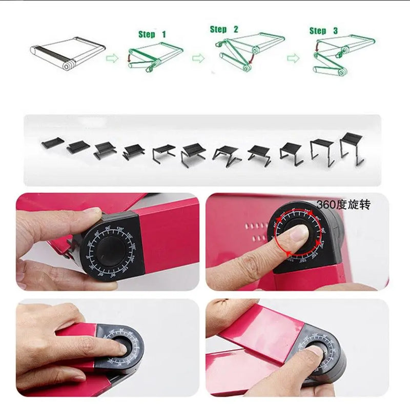 Aluminum Laptop Stand Portable Ergonomic Adjustable Folding Notebook PC Desk with Heat dissipation Fan For Laptop Bed Table