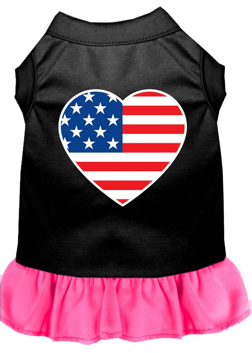 American Flag Heart Screen Print Dress Black With Bright Pink Xxl Default Title