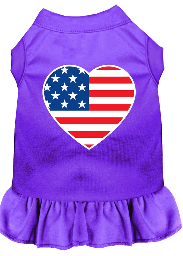 American Flag Heart Screen Print Dress Purple 4x (22) Default Title