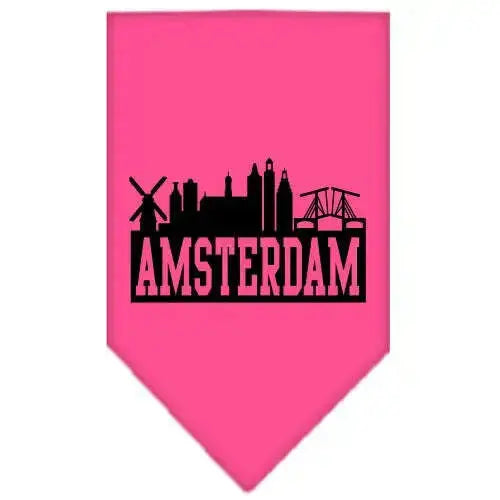 Amsterdam-Skyline-Screen-Print-Bandana-Bright-Pink-Large-GreatEagleInc-318499264
