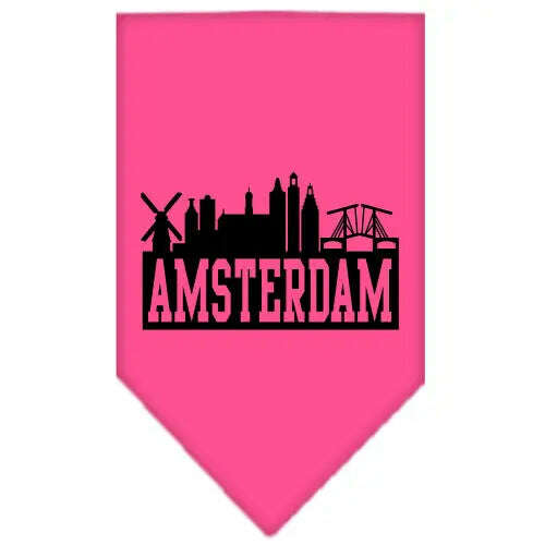 Amsterdam-Skyline-Screen-Print-Bandana-Bright-Pink-Small-GreatEagleInc-318500652