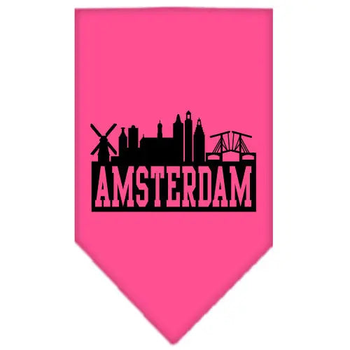 Amsterdam Skyline Screen Print Bandana Bright Pink Small Default Title