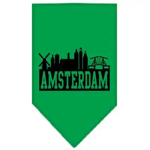 Amsterdam-Skyline-Screen-Print-Bandana-Emerald-Green-Large-GreatEagleInc-318499457