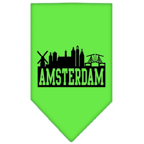 Amsterdam Skyline Screen Print Bandana Lime Green Large Default Title