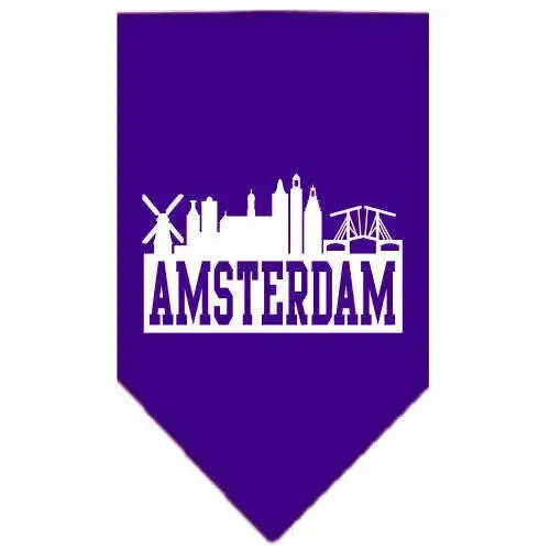 Amsterdam-Skyline-Screen-Print-Bandana-Purple-Large-GreatEagleInc-318500091