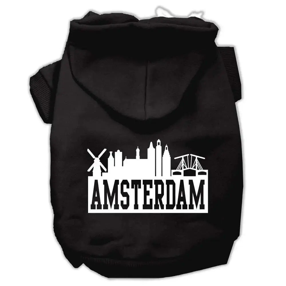 Amsterdam-Skyline-Screen-Print-Pet-Hoodies-Black-Size-Sm-GreatEagleInc-319768673