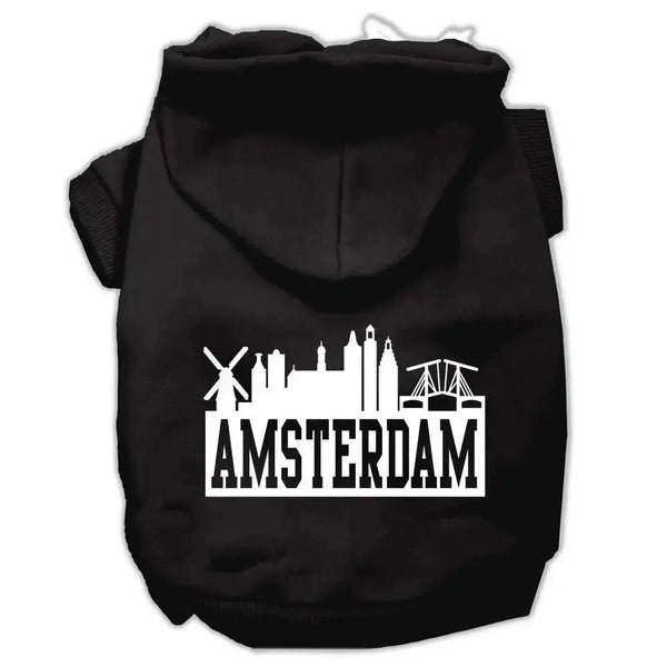 Amsterdam-Skyline-Screen-Print-Pet-Hoodies-Black-Size-Sm-GreatEagleInc-319768634