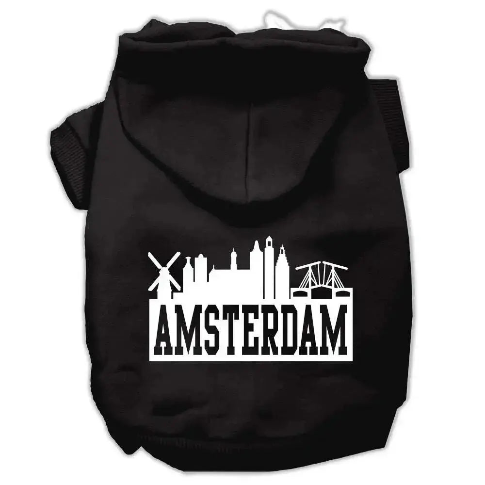 Amsterdam-Skyline-Screen-Print-Pet-Hoodies-Black-Size-Xl-GreatEagleInc-319767729