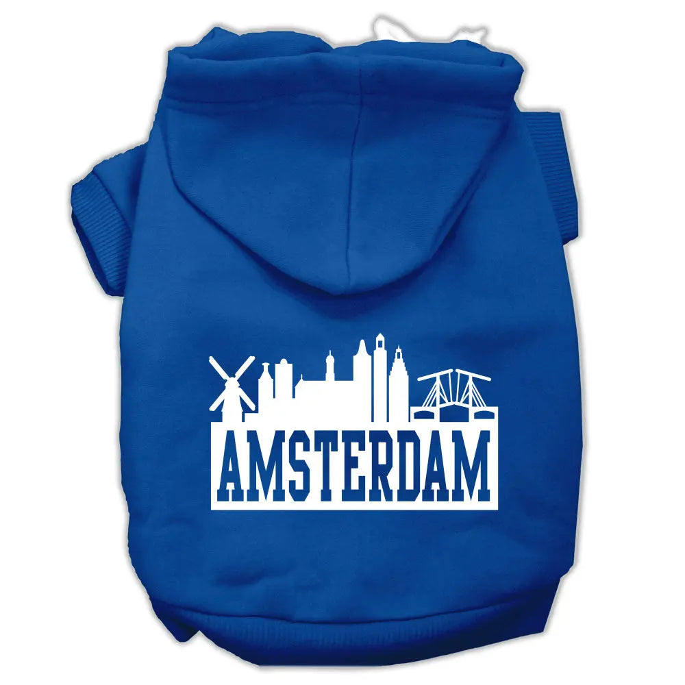 Amsterdam Skyline Screen Print Pet Hoodies Blue Size Med Default Title