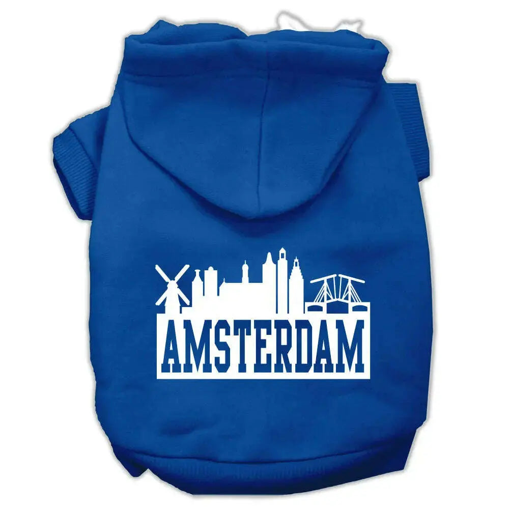 Amsterdam-Skyline-Screen-Print-Pet-Hoodies-Blue-Size-Sm-GreatEagleInc-319768590