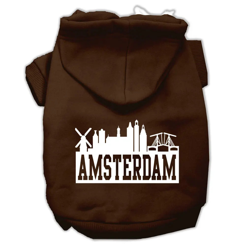 Amsterdam Skyline Screen Print Pet Hoodies Brown Size Med Default Title