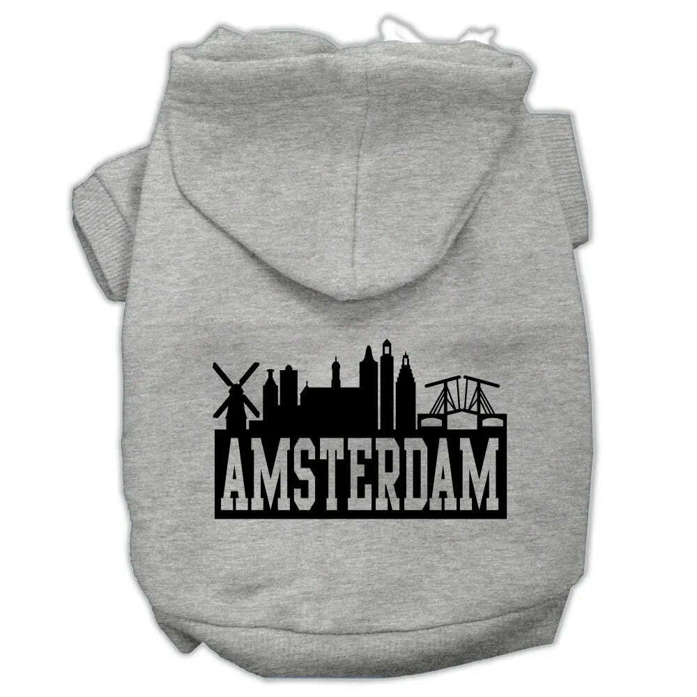 Amsterdam-Skyline-Screen-Print-Pet-Hoodies-Grey-Size-Sm-GreatEagleInc-319768158