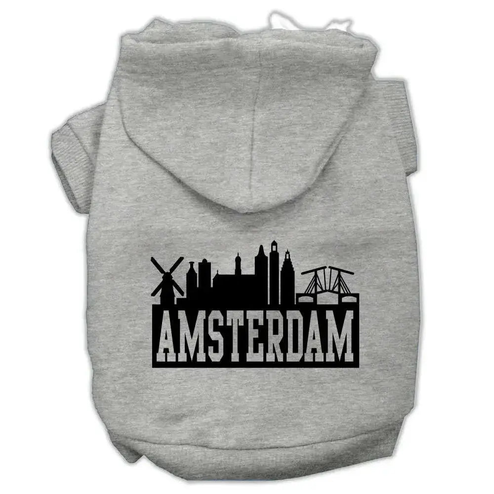 Amsterdam-Skyline-Screen-Print-Pet-Hoodies-Grey-Size-Xl-GreatEagleInc-319767250