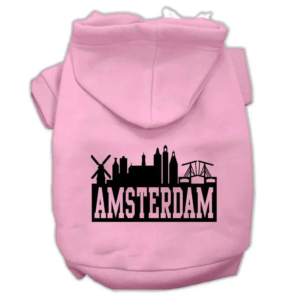 Amsterdam-Skyline-Screen-Print-Pet-Hoodies-Light-Pink-Size-Xl-GreatEagleInc-319767122
