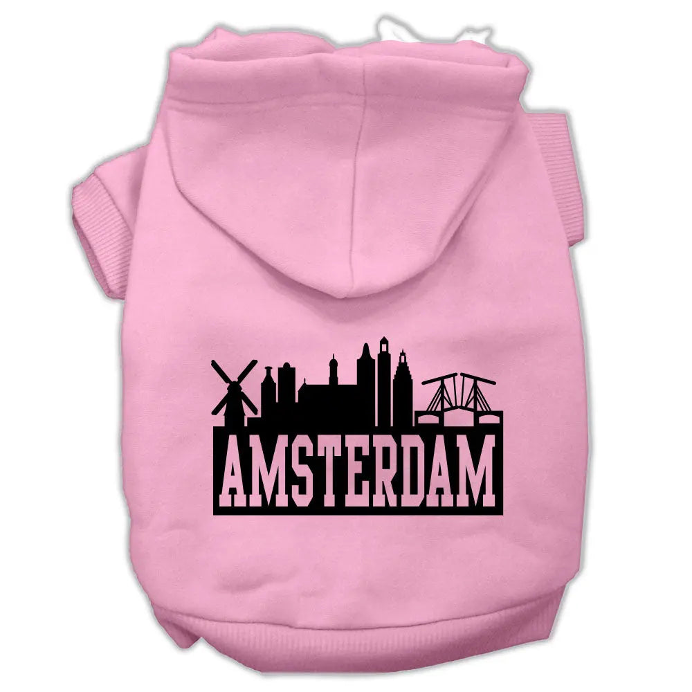 Amsterdam Skyline Screen Print Pet Hoodies Light Pink Size Xxxl Default Title