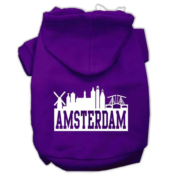 Amsterdam-Skyline-Screen-Print-Pet-Hoodies-Purple-Size-Med-GreatEagleInc-319768913