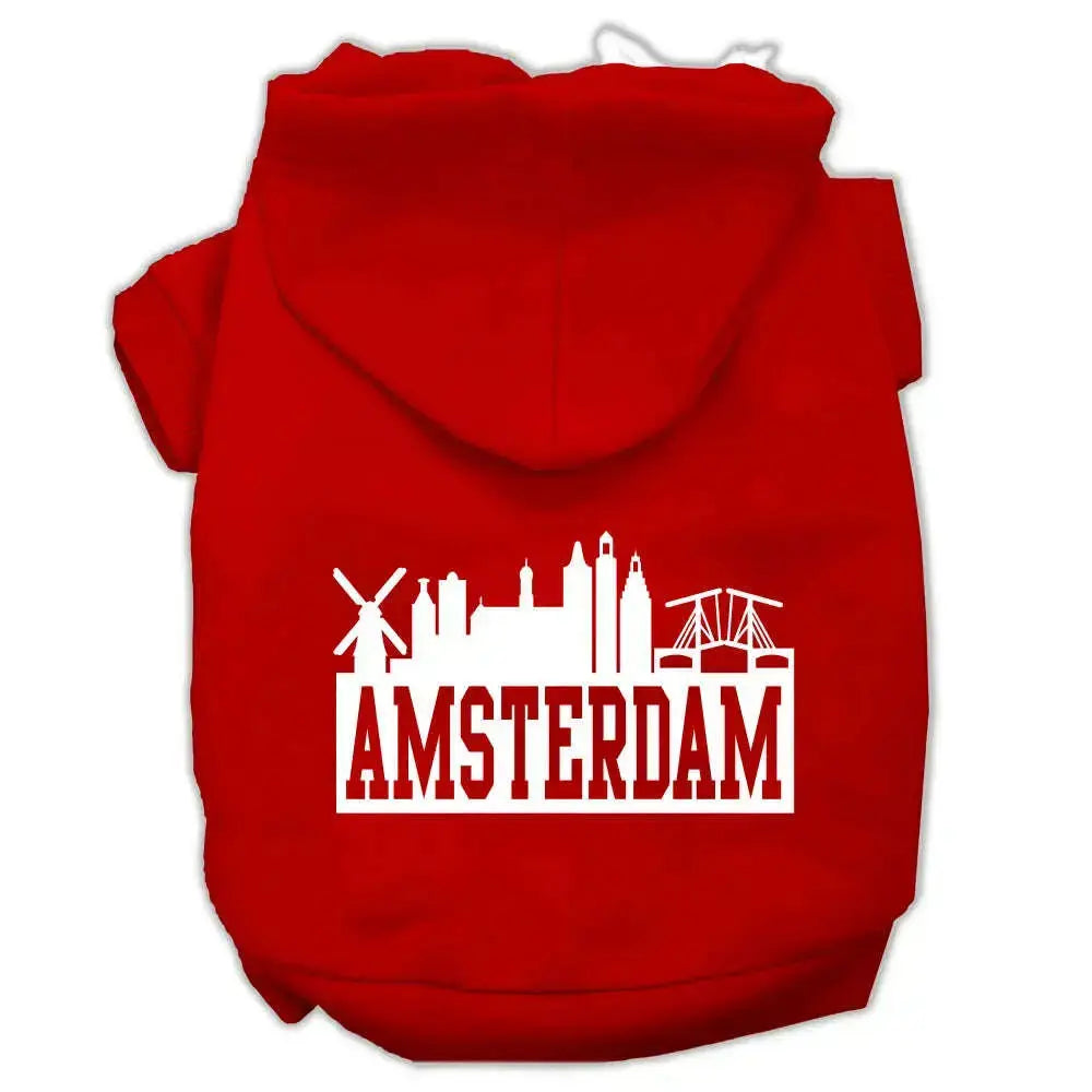 Amsterdam-Skyline-Screen-Print-Pet-Hoodies-Red-Size-Xl-GreatEagleInc-319766930