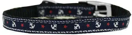 Anchors-Nylon-Dog-Collar-With-Classic-Buckle-3-8_-Blue-Size-12-GreatEagleInc-333687234