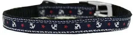 Anchors-Nylon-Dog-Collar-With-Classic-Buckle-3-8_-Blue-Size-8-GreatEagleInc-333687055