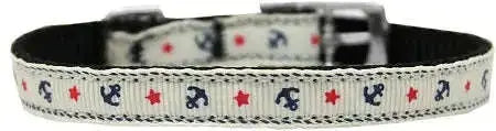 Anchors-Nylon-Dog-Collar-With-Classic-Buckle-3-8_-White-Size-12-GreatEagleInc-333686670
