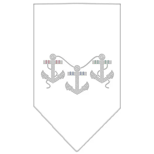 Anchors Rhinestone Bandana White Small Default Title
