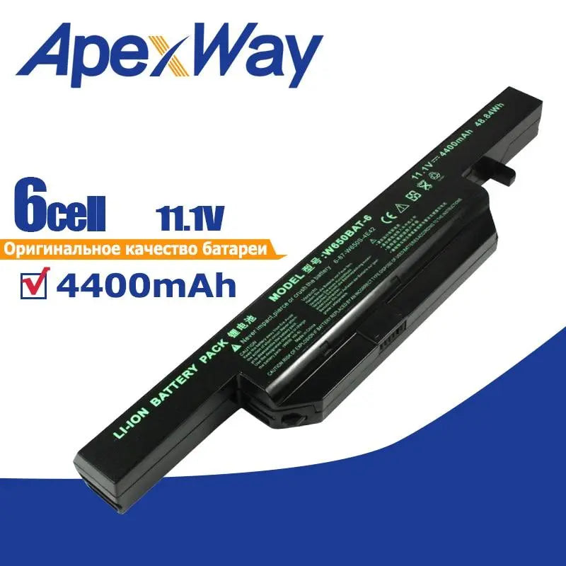 Apexway 11.1V 4400mAh Laptop Battery for Hasee K610C K650D K570N K710C K590C K750D series for Clevo W650S W650BAT-6 batterie - GreatEagleInc