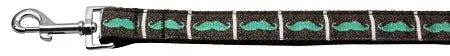 Aqua Moustaches Nylon Dog Leash 5/8 Inch Wide 4ft Long Default Title