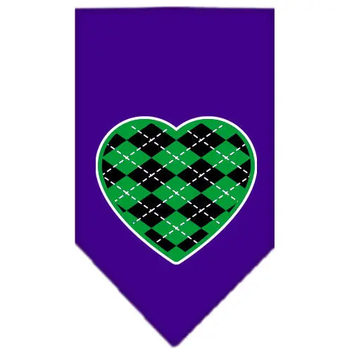 Argyle Heart Green Screen Print Bandana Purple Large Default Title