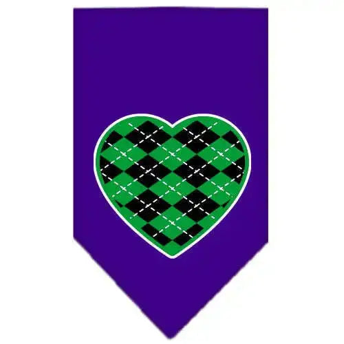 Argyle-Heart-Green-Screen-Print-Bandana-Purple-Small-GreatEagleInc-319212043