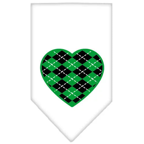 Argyle Heart Green Screen Print Bandana White Large Default Title