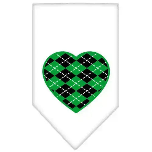 Argyle-Heart-Green-Screen-Print-Bandana-White-Small-GreatEagleInc-319211996
