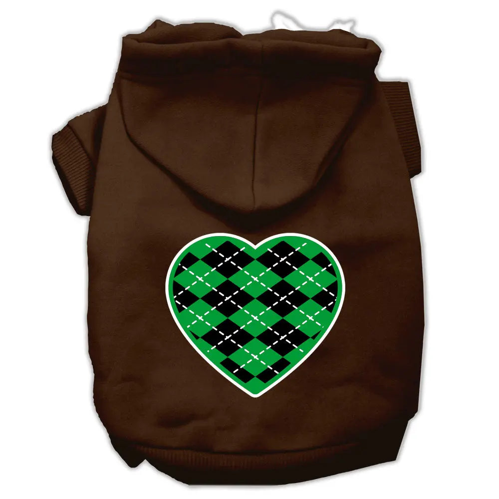 Argyle Heart Green Screen Print Pet Hoodies Brown Size Xs Default Title