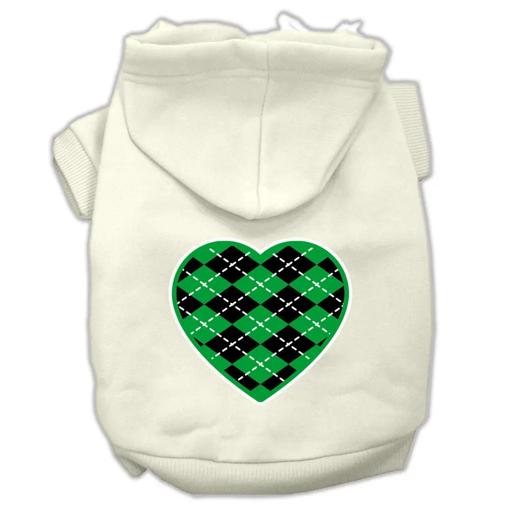Argyle Heart Green Screen Print Pet Hoodies Cream Size L Default Title