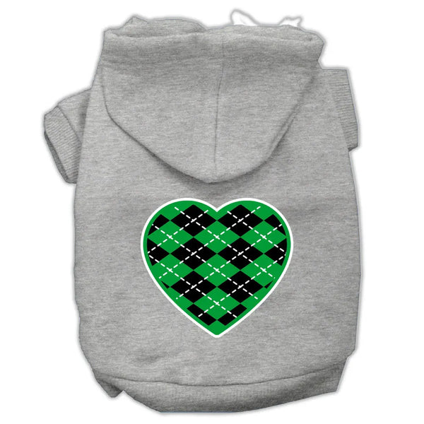 Argyle Heart Green Screen Print Pet Hoodies Grey Size Xs Default Title
