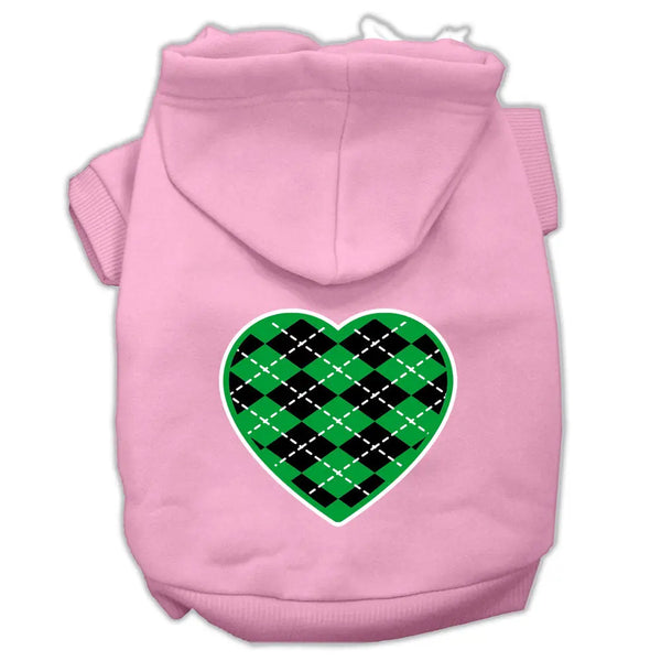 Argyle Heart Green Screen Print Pet Hoodies Light Pink Size Med Default Title