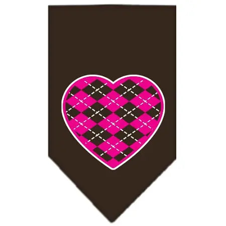 Argyle Heart Pink Screen Print Bandana Cocoa Small Default Title