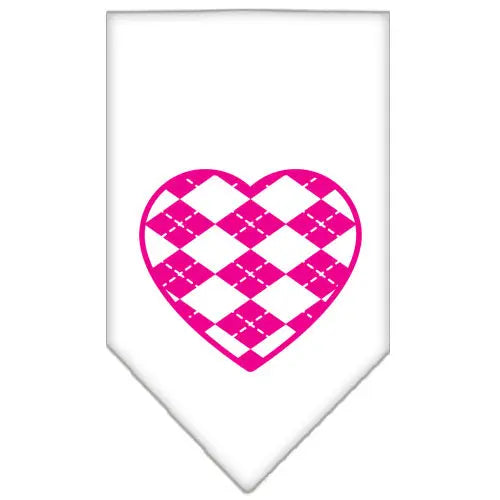 Argyle Heart Pink Screen Print Bandana White Large Default Title