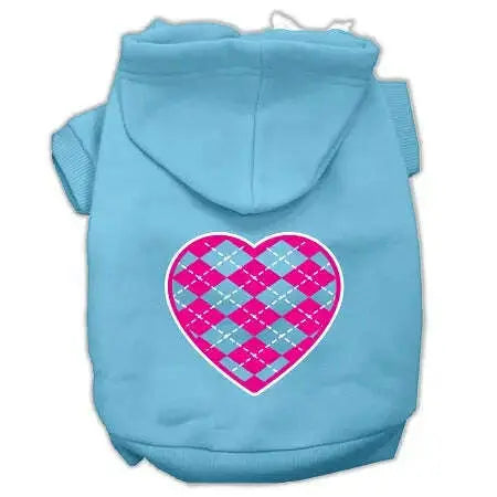Argyle-Heart-Pink-Screen-Print-Pet-Hoodies-Baby-Blue-Size-Med-GreatEagleInc-319167775