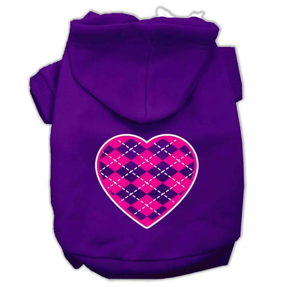 Argyle-Heart-Pink-Screen-Print-Pet-Hoodies-Purple-Size-Xl-GreatEagleInc-319166128