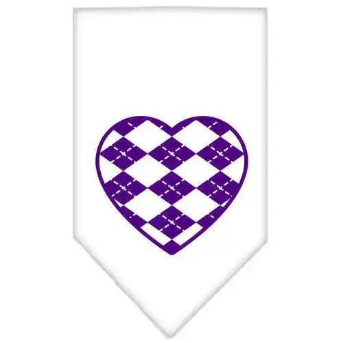 Argyle-Heart-Purple-Screen-Print-Bandana-White-Large-GreatEagleInc-319360462