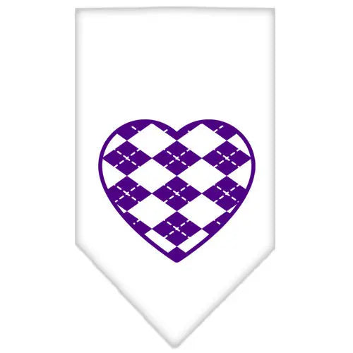 Argyle Heart Purple Screen Print Bandana White Small Default Title
