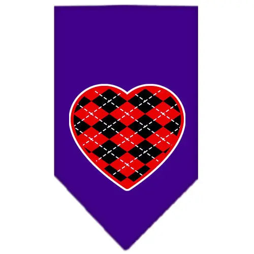 Argyle Heart Red Screen Print Bandana Purple Small Default Title